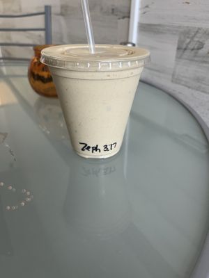 Dad’s Banana Pudding Smoothie (I added PB). Best smoothie EVER!!! Also, love the inspirational bible verses    at The Squeeze Juice Bar and Vegan Eatery in Vicksburg