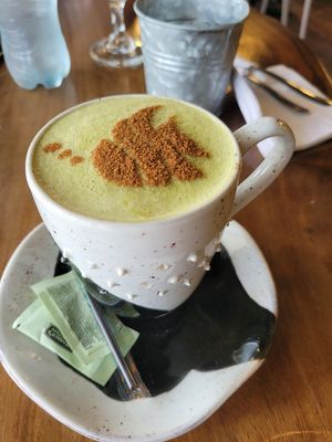 Matcha Latte with plant milk at Fit Choices in Cartagena