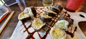 This is the vegan sushi. The waiters told me they'll be removing it from the menu. at Fit Choices in Cartagena