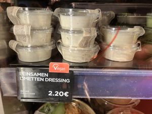 One of several vegan saladdressings  at Natoo in Frankfurt