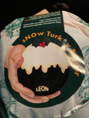 New * faux Turkey Christmas burger  at Leon in Cobham