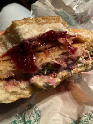 New * faux Turkey Christmas burger at Leon in Cobham