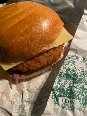 New * faux Turkey Christmas burger at Leon in Cobham