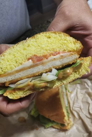 Burger in a bun  at Vegan Spectrum مطبخ الطيف النباتي in Amman