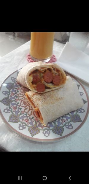Sausage and cheese wrap at Vegan Spectrum مطبخ الطيف النباتي in Amman