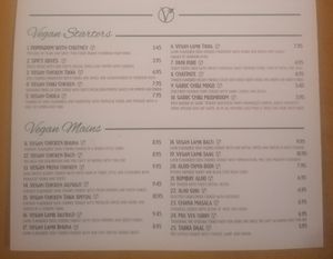 The vegan options. at Namaste in Wolverhampton
