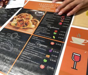Menú at La Casa de la Empanada in Antigua