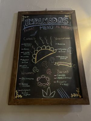 Menu   at La Casa de la Empanada in Antigua