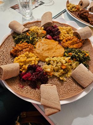 Vegan platter for 2 at ETHIOERITREA RESTAURANT in Syracuse