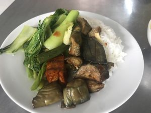 rice & veggies 30k VND at An Lac Tam - P2 in Da Lat