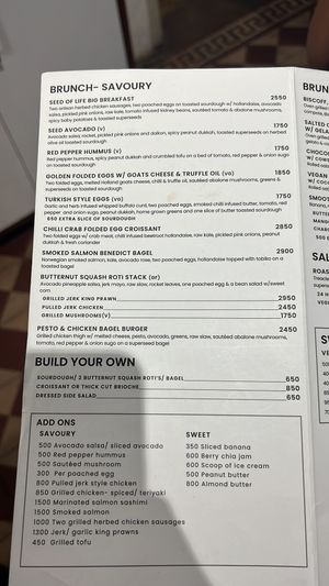 Menu as of April 2023  at Seed Cafe in Colombo