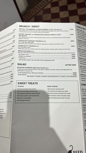 Menu as of April 2023  at Seed Cafe in Colombo