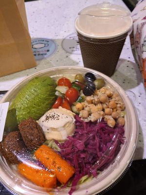 Avocado salad, Earl Grey milk tea with soy milk at Chick Peace - Shinsegae Jung-gu in Seoul