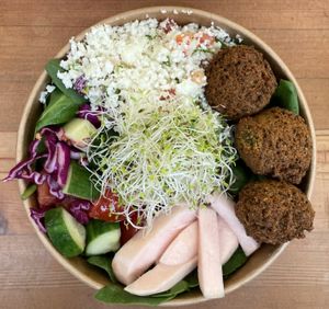 Falafel bowl w/ pickled turnip   at Grassroots in Port Alberni