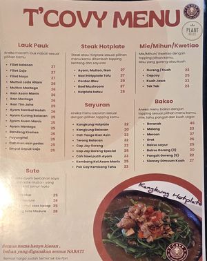 Menu at T-Covy in Semarang