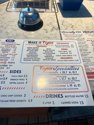 Vegan Side of the Menu at Heights Pizza in Tampa