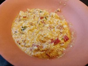 scrambled eggs at Jagannath na Kurskoj in Moscow