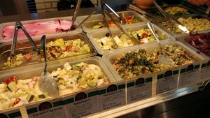 salad from buffet spread at Jagannath na Kurskoj in Moscow