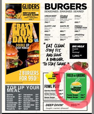 Menu at Artcaffé in Nairobi