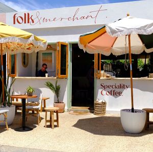 Front of cafe at Folk and Merchant in Doubleview