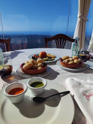 Two times canary potatoes and vegetable platter at Restaurant El Diablo in Lanzarote
