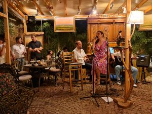 Jazz, ethno jazz, swing improvisation in the winter garden. at DaOrganic restaurant in Sofia