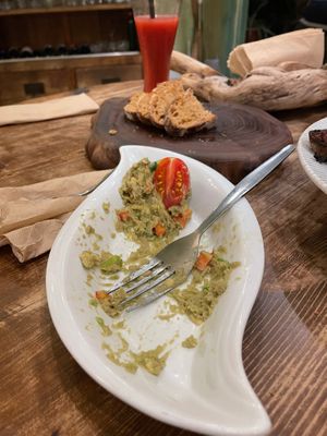 Avocado spread (as you can see it was good, we forgot to take the picture before starting) at DaOrganic restaurant in Sofia