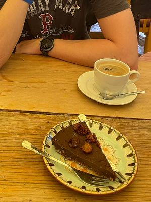 Chocolate torte  at DaOrganic restaurant in Sofia