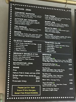 Menu August 2023  at Hebden Sarnies in Hebden Bridge