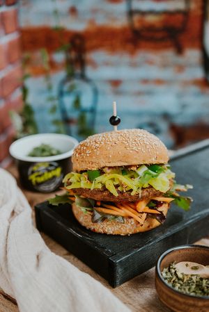 Korean BBQ Quinoa Burger( 100% vegan) at The Fresh Factory in Nijmegen