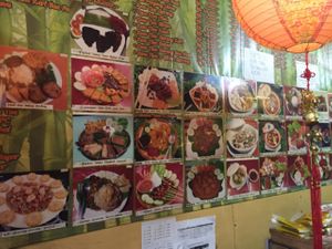 menu pictures on the wall at Ce Pien Chek in 