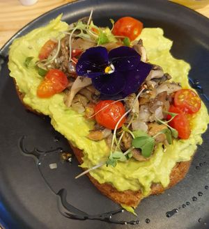 Avocado and mushroom toast at Avocado in Cusco