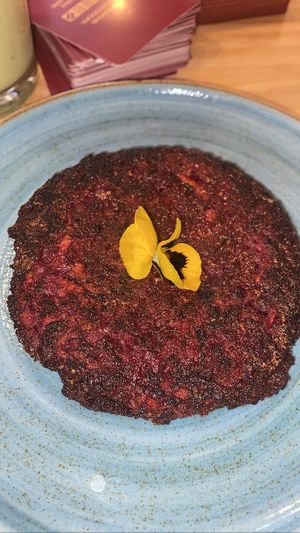 Beetroot patty   at Avocado in Cusco