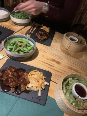 Edamame and aubergine small plate at Wabi-Sabi Bay in Paignton