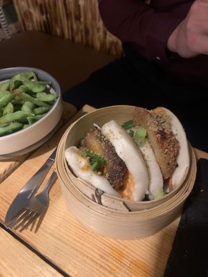 Aubergine bao buns at Wabi-Sabi Bay in Paignton