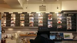 menu on display at Loving Hut Thien Dang in Seoul