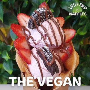 The Vegan Bubble Waffle  at Little Shop of Waffles in Manly