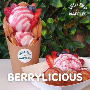 Berrylicious can be made vegan and gluten free - just ask for the VE GF batter at Little Shop of Waffles in Manly
