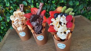 Build your own waffle. Select the toppings you want and whether you'd like our vegetarian or vegan, gluten free waffle batter - pre-order online or in store! at Little Shop of Waffles in Manly