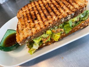 Pesto Chikn' Avo Melt Panini at Flatbelly Veg - Food Truck in Erdenheim