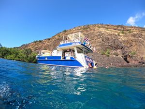 Awesome ladders for exiting and entering the boat after snorkeling   at Fair Wind in Kailua Kona