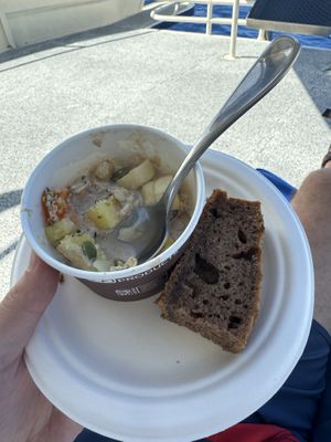 Oatmeal breakfast with tropical fruit and banana bread   at Fair Wind in Kailua Kona