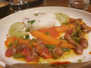 Main dish. Vegetables with rice at La Table d'Ebène in Annecy
