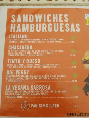 sandwiches and hamburgers at La Raiz in Barcelona