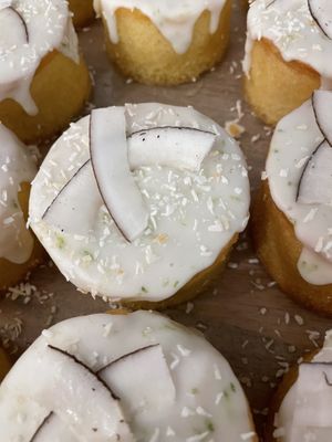 Gluten free line and coconut mini cake  at The Hub and Spoke Cafe in Dunstable