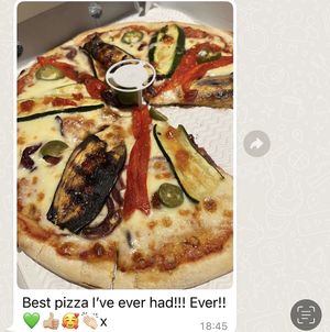 Vegan veg pizza  at The Hub and Spoke Cafe in Dunstable