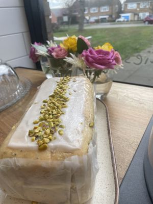 Vegan lemon chia cake  at The Hub and Spoke Cafe in Dunstable