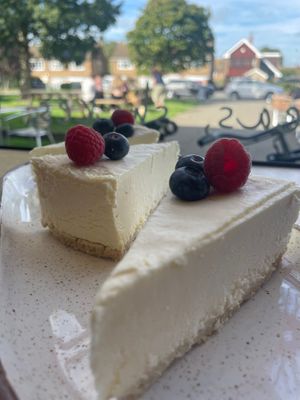 Vegan Gluten free vanilla cheesecake’ at The Hub and Spoke Cafe in Dunstable