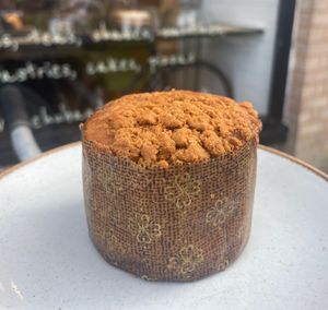Vegan caramel crunch muffin at The Hub and Spoke Cafe in Dunstable