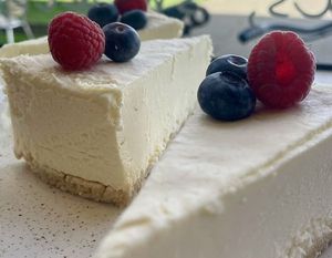 Vegan GF Vanilla cheesecakee  at The Hub and Spoke Cafe in Dunstable